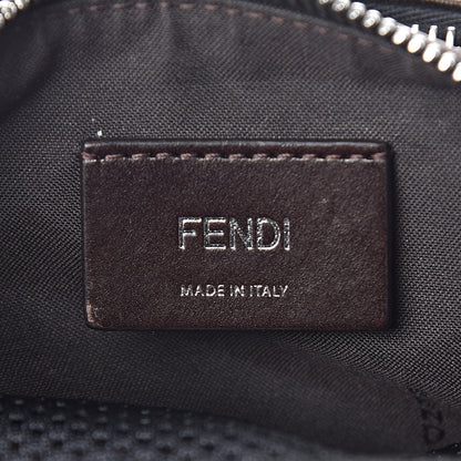Fendi Glazed Fabric Vitello Century FF 1974 Stamp Patch Mens Pocket Belt Bag Mogano Panna Black 9 of 11