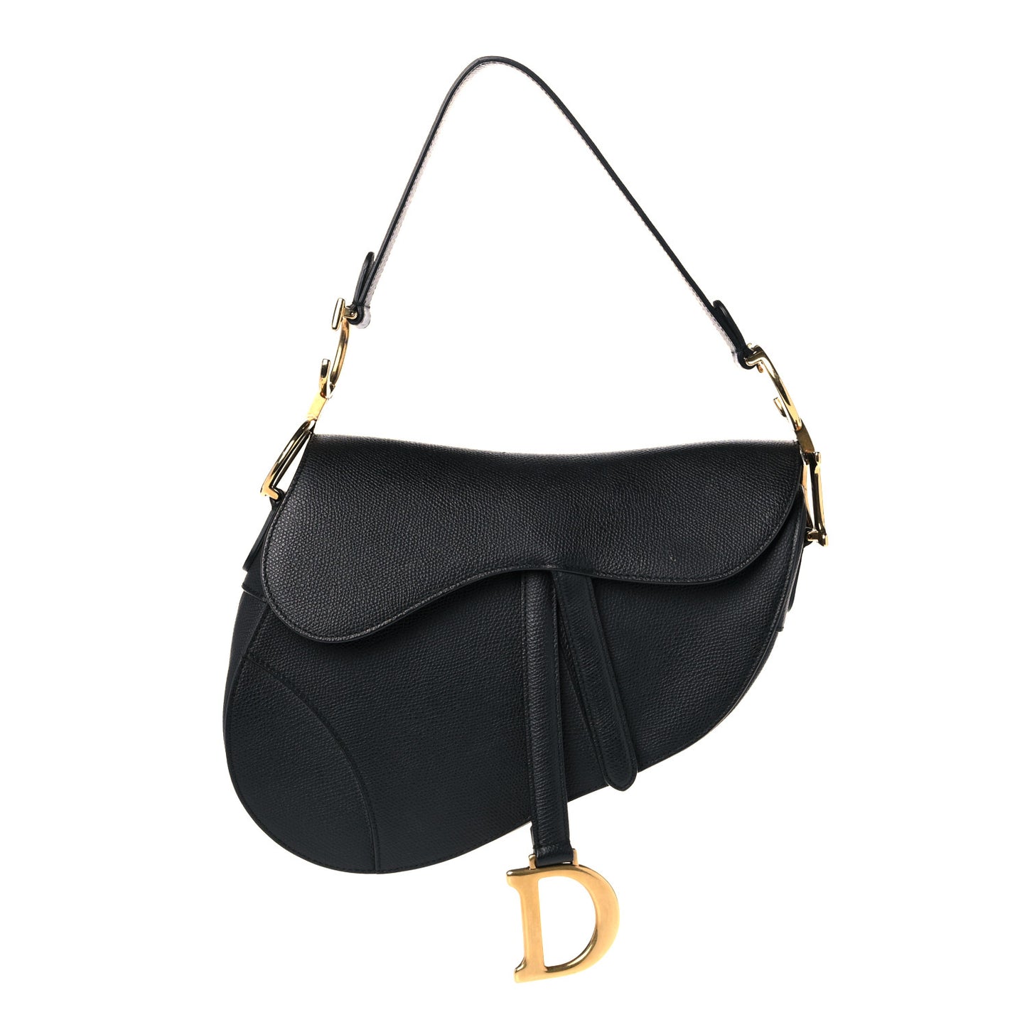 Grained Calfskin Saddle Bag Black