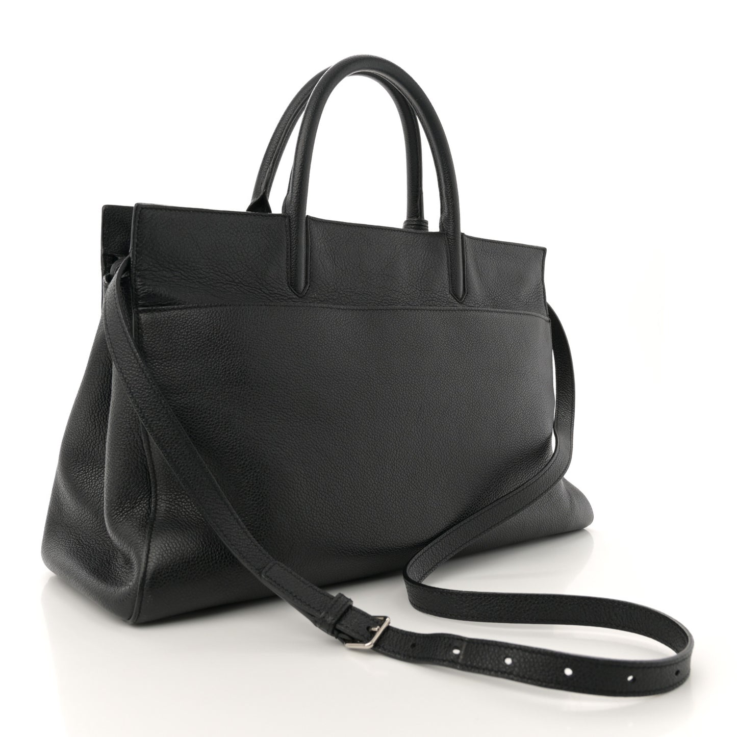Grained Calfskin Medium Cabas Rive Gauche Black