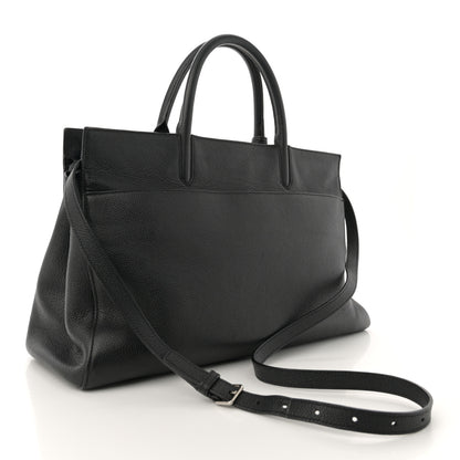 Saint Laurent Grained Calfskin Medium Cabas Rive Gauche Black 3 of 15