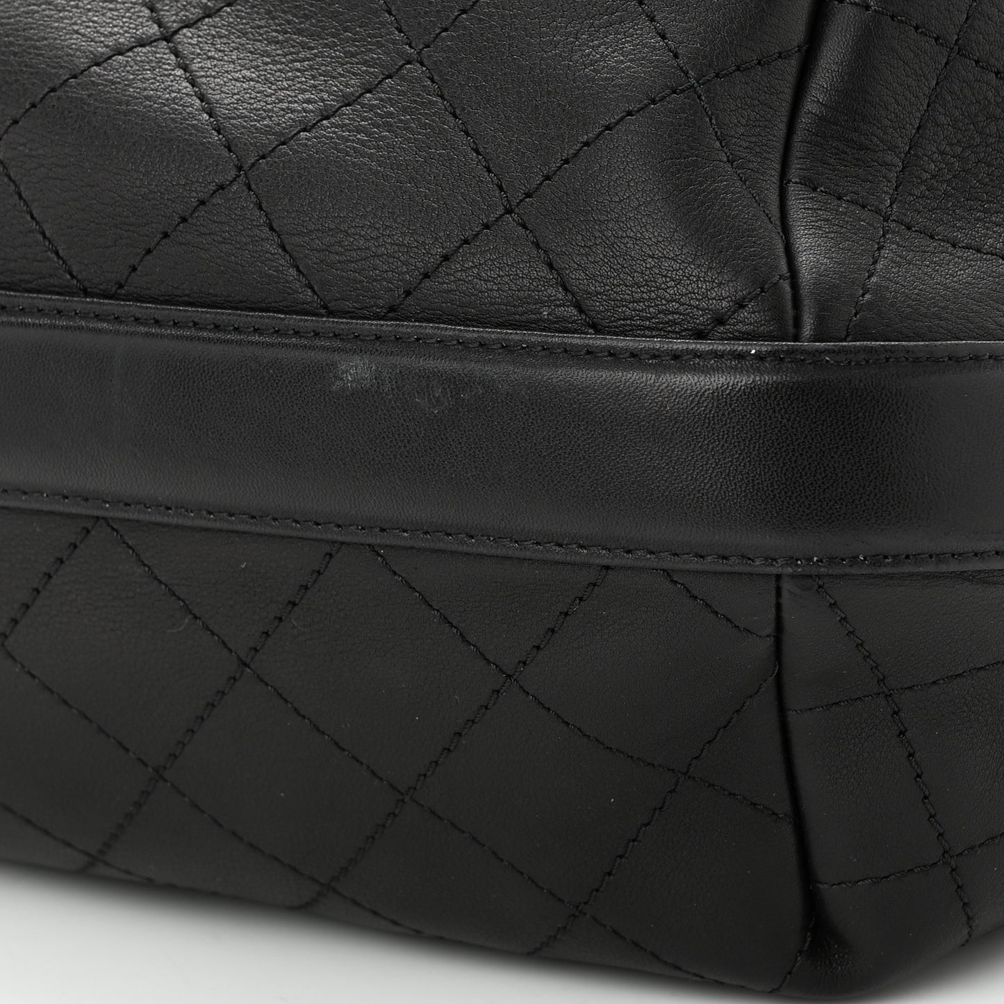 Calfskin Stitched Small Paris Rome Drawstring CC Bag Black