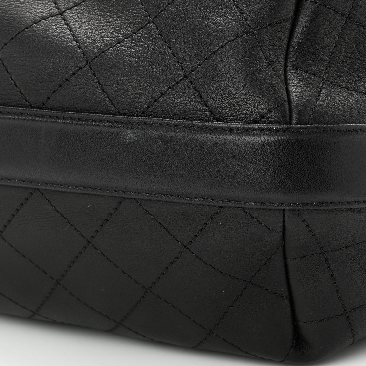 Chanel Calfskin Stitched Small Paris Rome Drawstring CC Bag Black 10 of 11