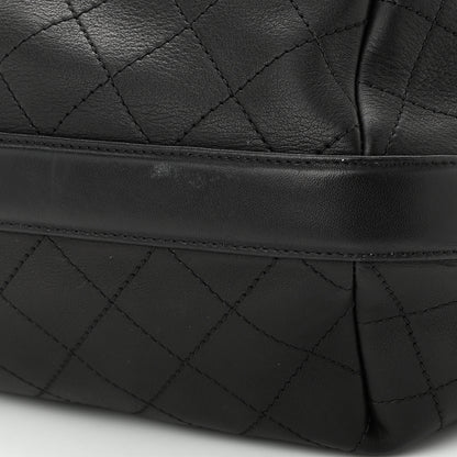 Chanel Calfskin Stitched Small Paris Rome Drawstring CC Bag Black 10 of 11