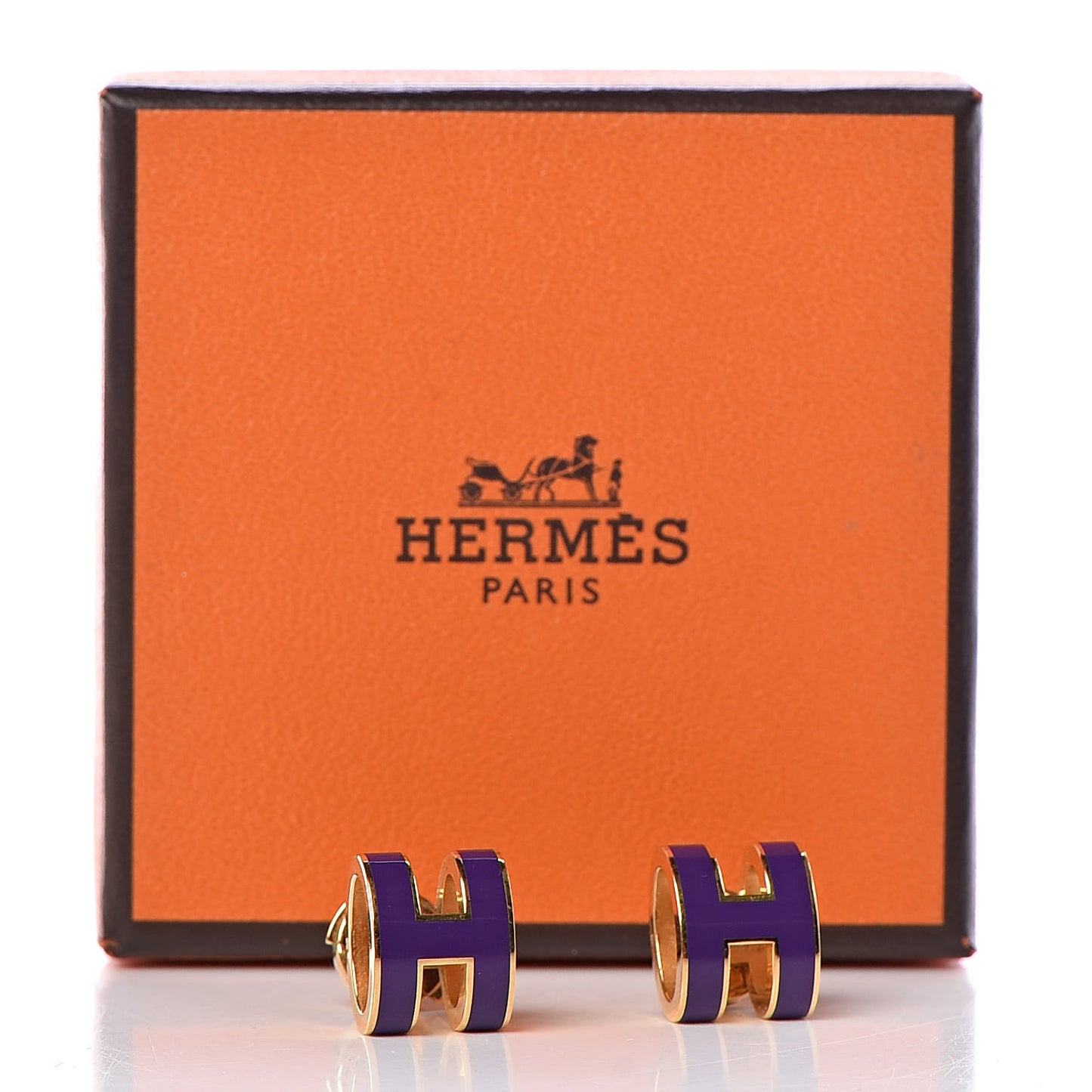 Gold Lacquered Pop H Earrings Pourpre