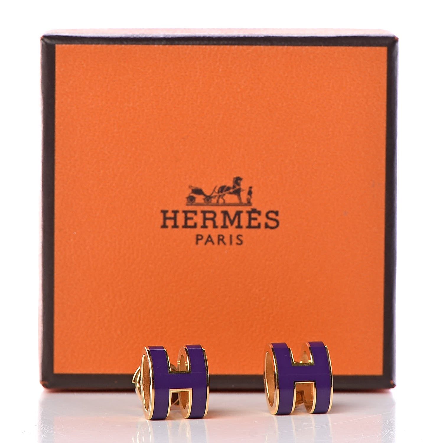 Hermes Gold Lacquered Pop H Earrings Pourpre 6 of 6