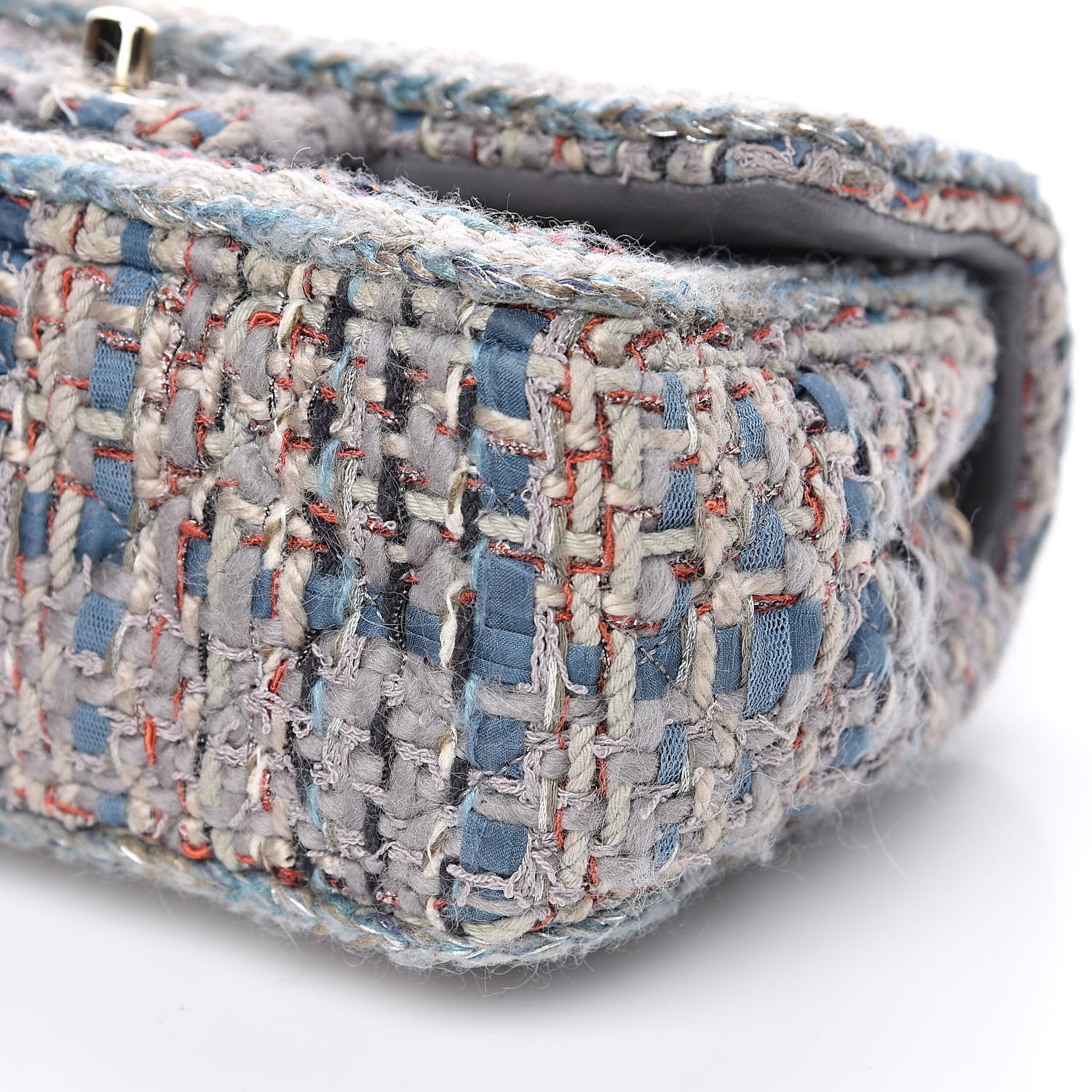 Chanel Tweed Quilted Mini Square Flap Bag Blue 10 of 11