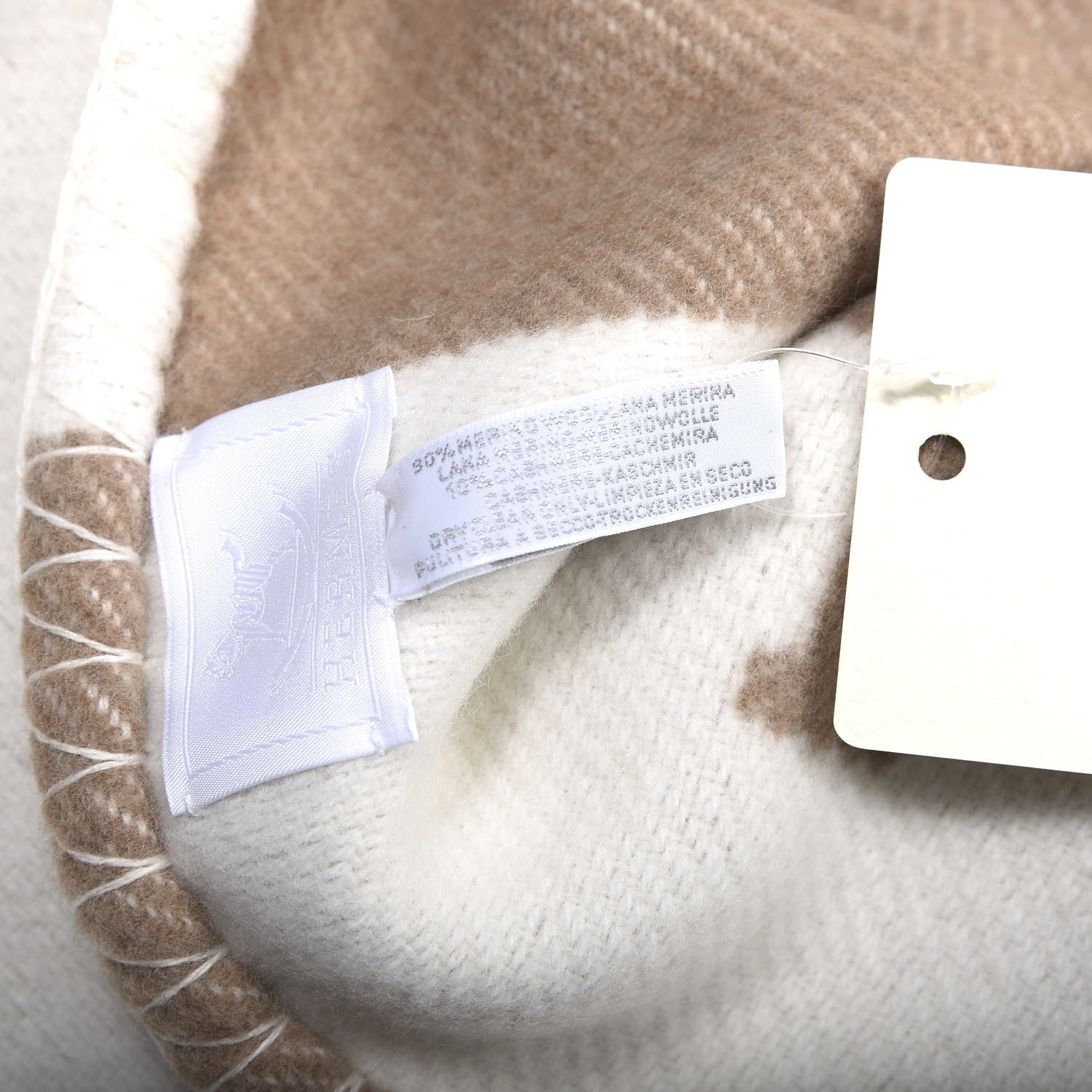 Hermes Wool Cashmere Avalon Baby Blanket Noisette Moyen White 4 of 4