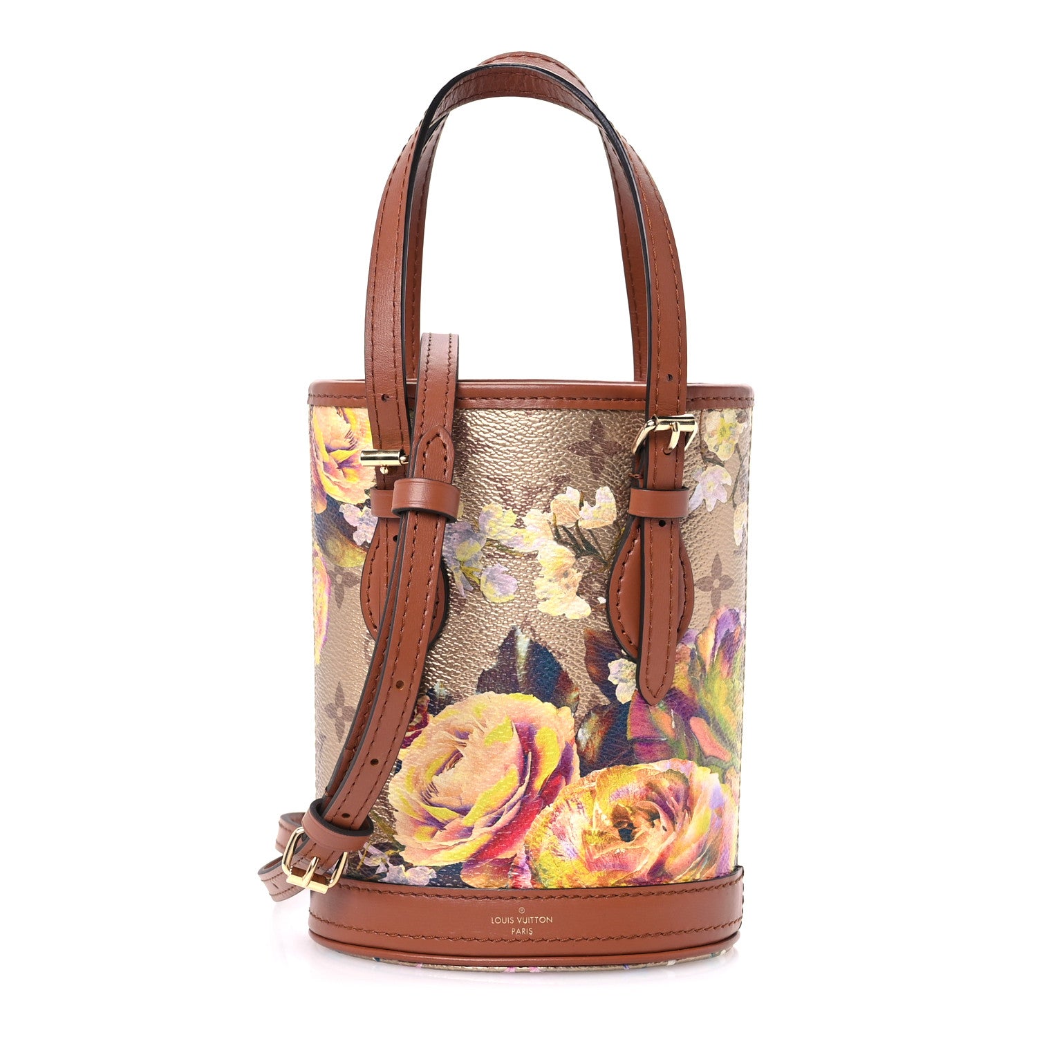 Louis Vuitton Metallic Monogram LV Garden Nano Bucket Bag Gold 1 of 11