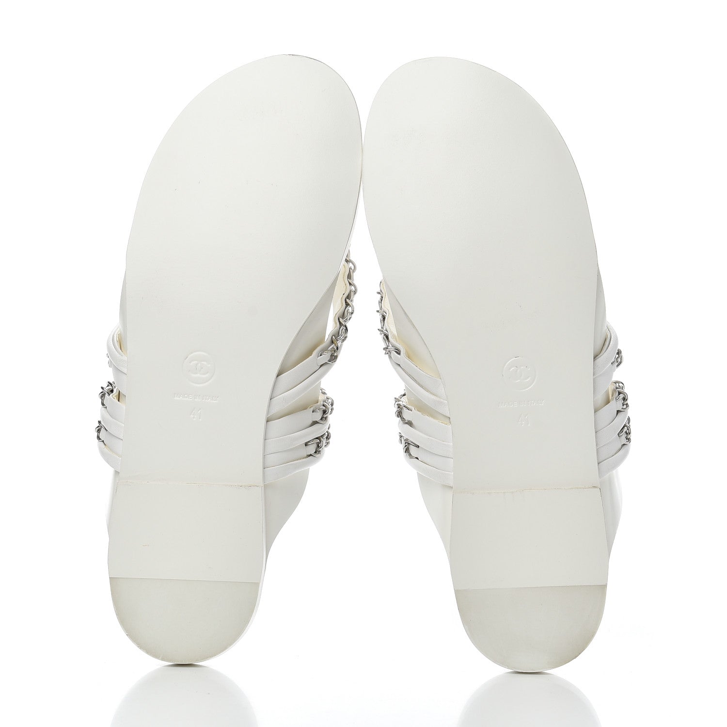 Chanel Calfskin Chain CC Thong Flat Sandals 41 White 5 of 15