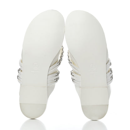 Chanel Calfskin Chain CC Thong Flat Sandals 41 White 5 of 15