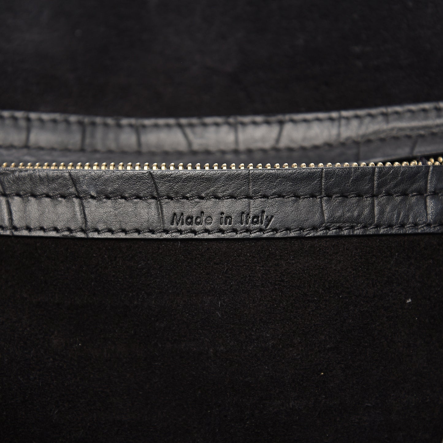 Crocodile Embossed Calfskin Medium Phantom Luggage Black
