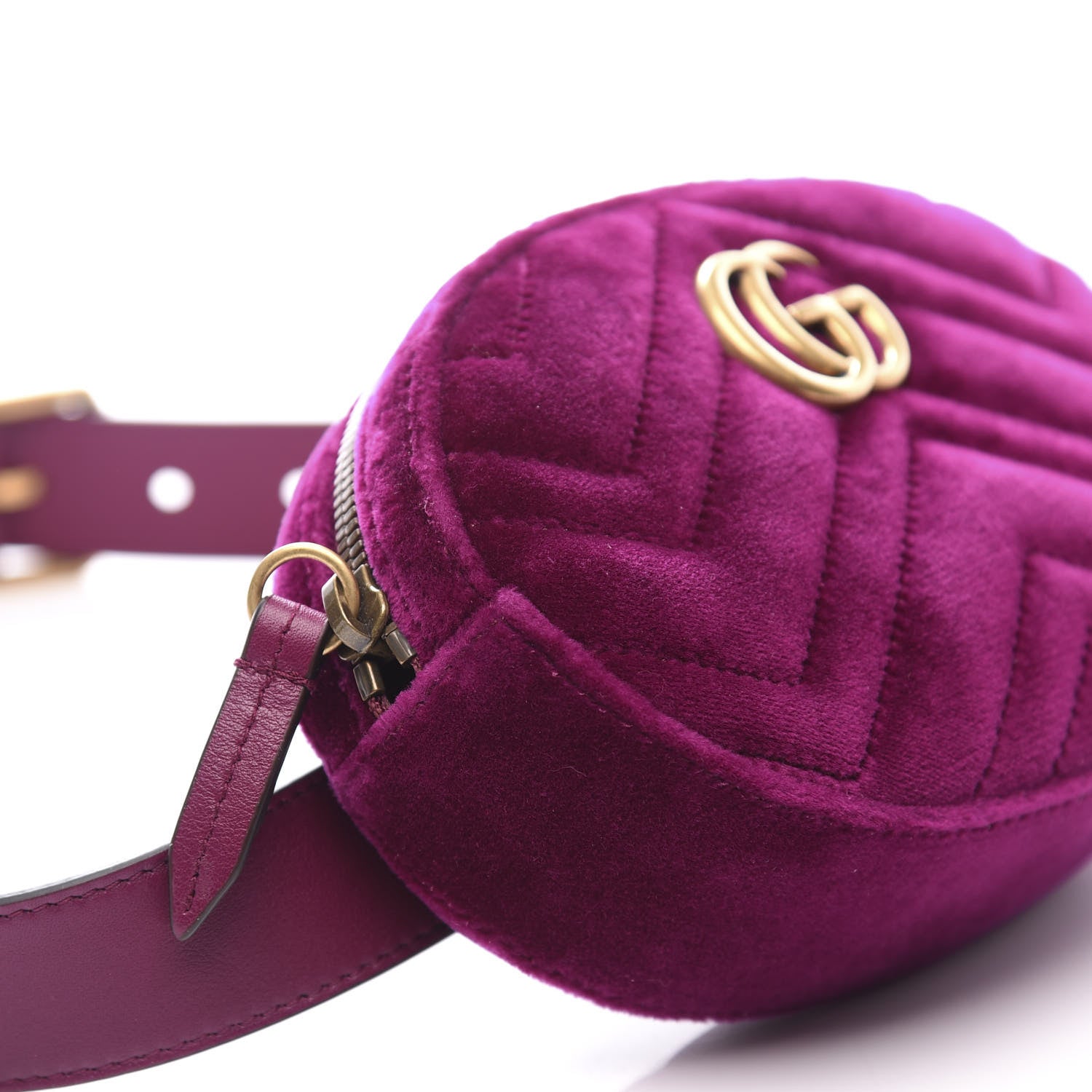 Gucci Velvet Matelasse GG Marmont Belt Bag 85 34 Fuchsia Violet Cyclamen 8 of 11