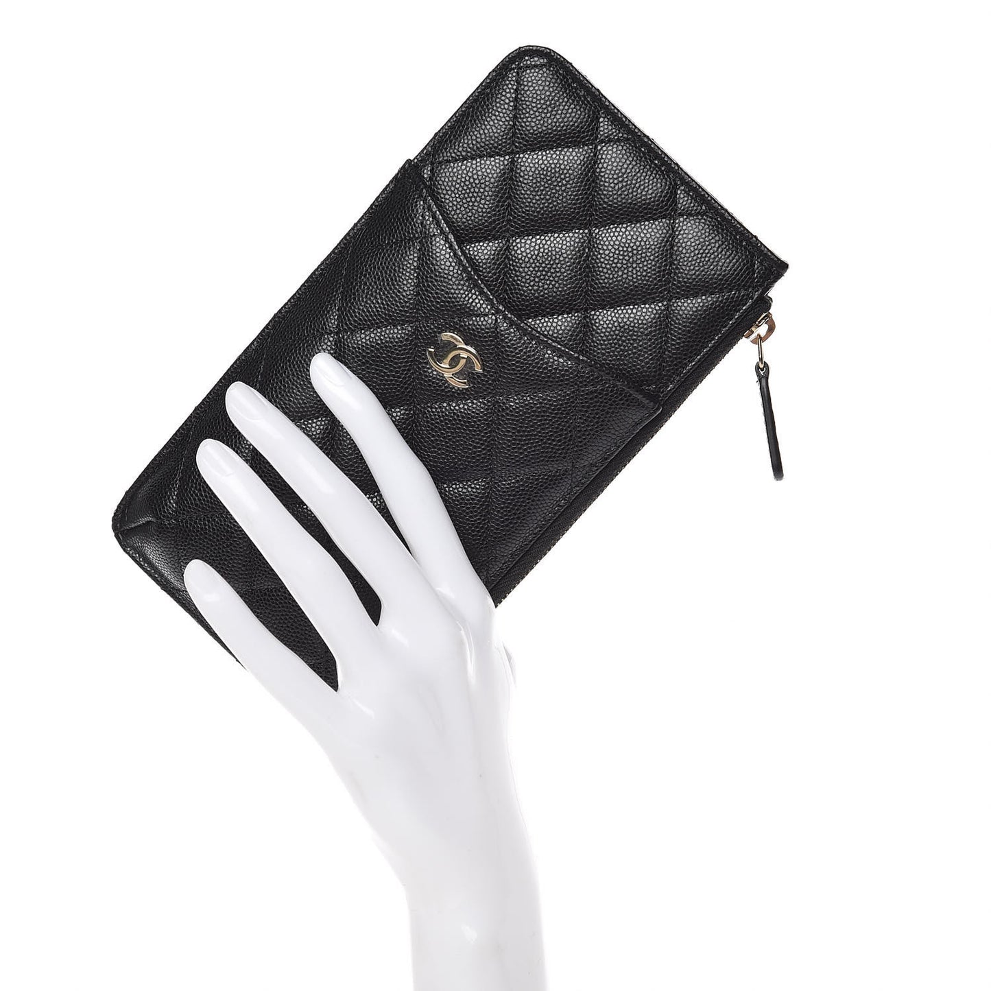 Caviar Quilted Classic Flat Wallet Pouch Black