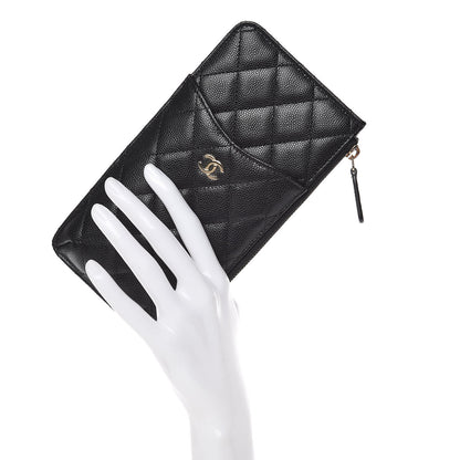 Chanel Caviar Quilted Classic Flat Wallet Pouch Black 2 of 8