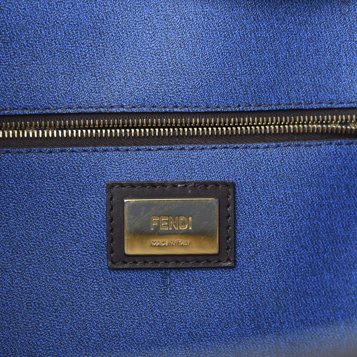 Fendi Zucca Spalmati Small Roll Tote Tobacco Blue 11 of 13