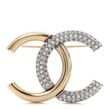 Chanel Crystal CC Brooch Light Gold 1 of 5