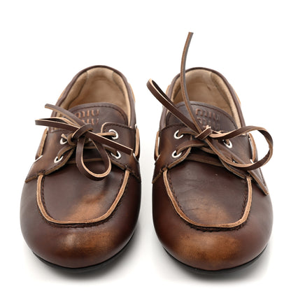 Miu Miu Vitello Deco Boat Loafers 39 Bruciato 3 of 10