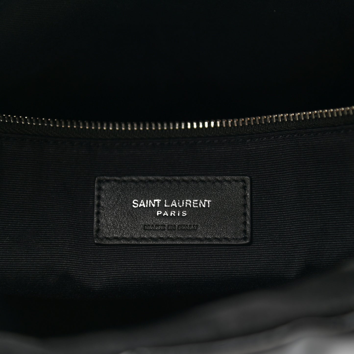 Patent Lambskin Quilted Medium Loulou Puffer Monogram Chain Satchel Black