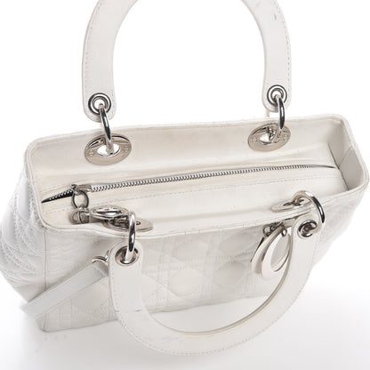 Christian Dior Lambskin Cannage Medium Lady Dior White 9 of 23