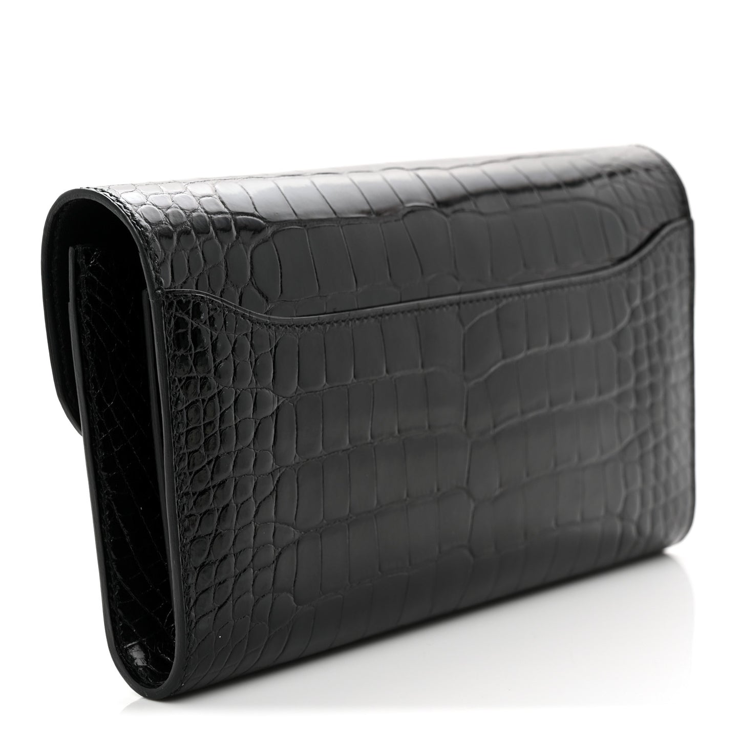 Shiny Alligator Constance Long Wallet Black