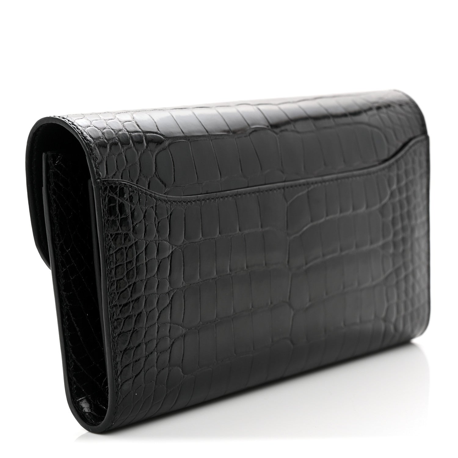 Hermes Shiny Alligator Constance Long Wallet Black 3 of 9