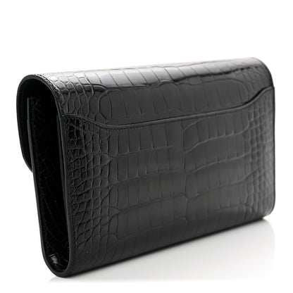 Hermes Shiny Alligator Constance Long Wallet Black 3 of 9