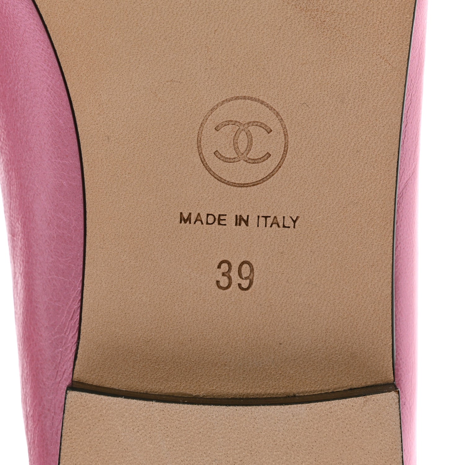 Chanel Laminated Crumpled Lambskin Cap Toe CC Ballerina Flats 39 Pink Black 6 of 8