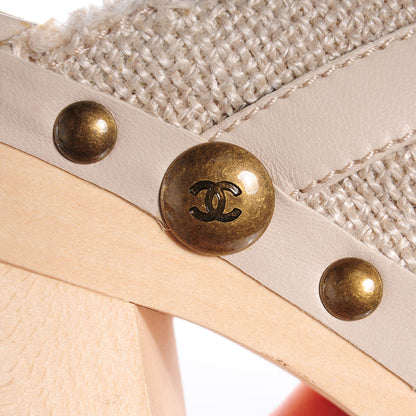 Chanel Linen Gripoix Pearl Mules 41 Beige 6 of 6
