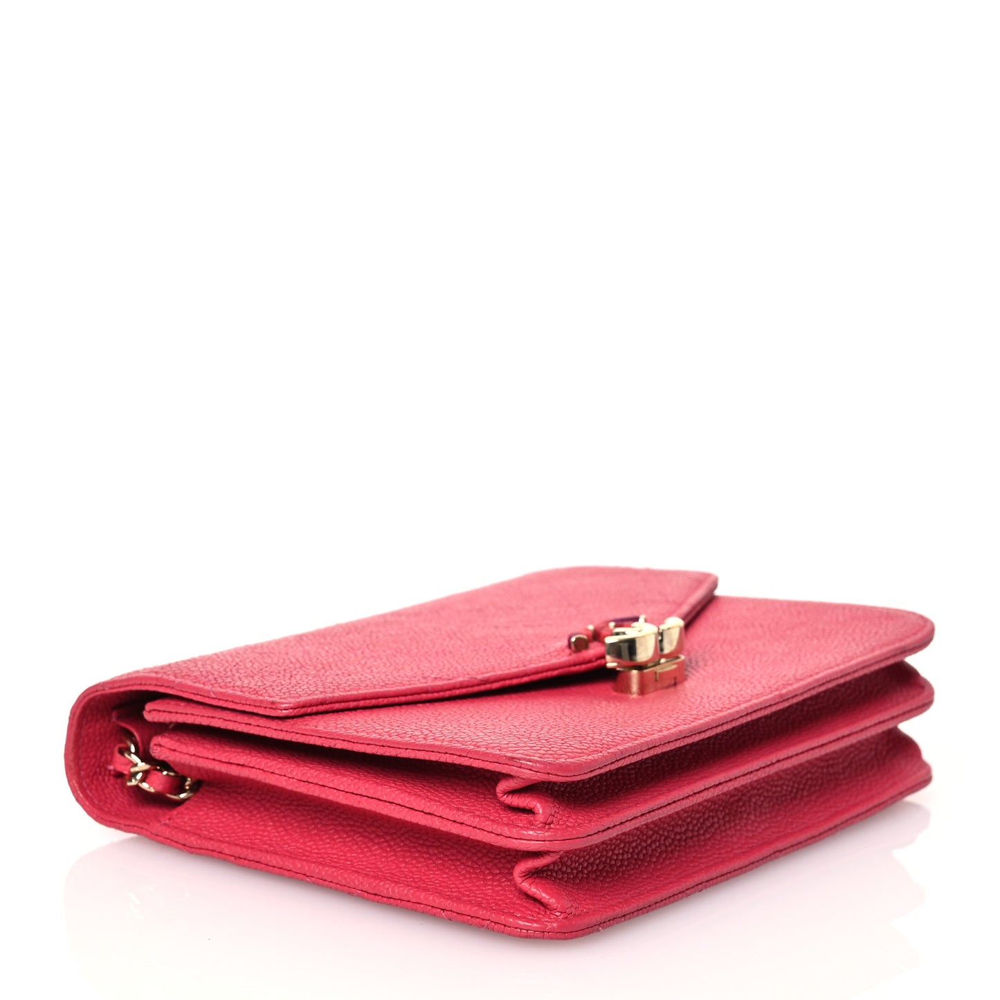 Grained Calfskin Quilted Cuba Square Wallet On Chain WOC Pink