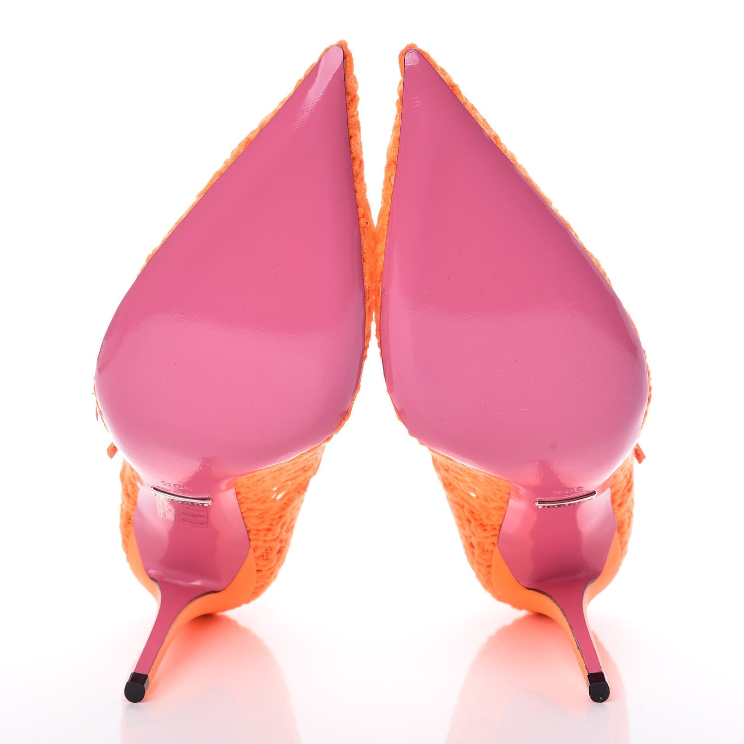 Gucci Lace Pizzo Venice Pumps 39.5 Orange Fluo Mystic White 5 of 9