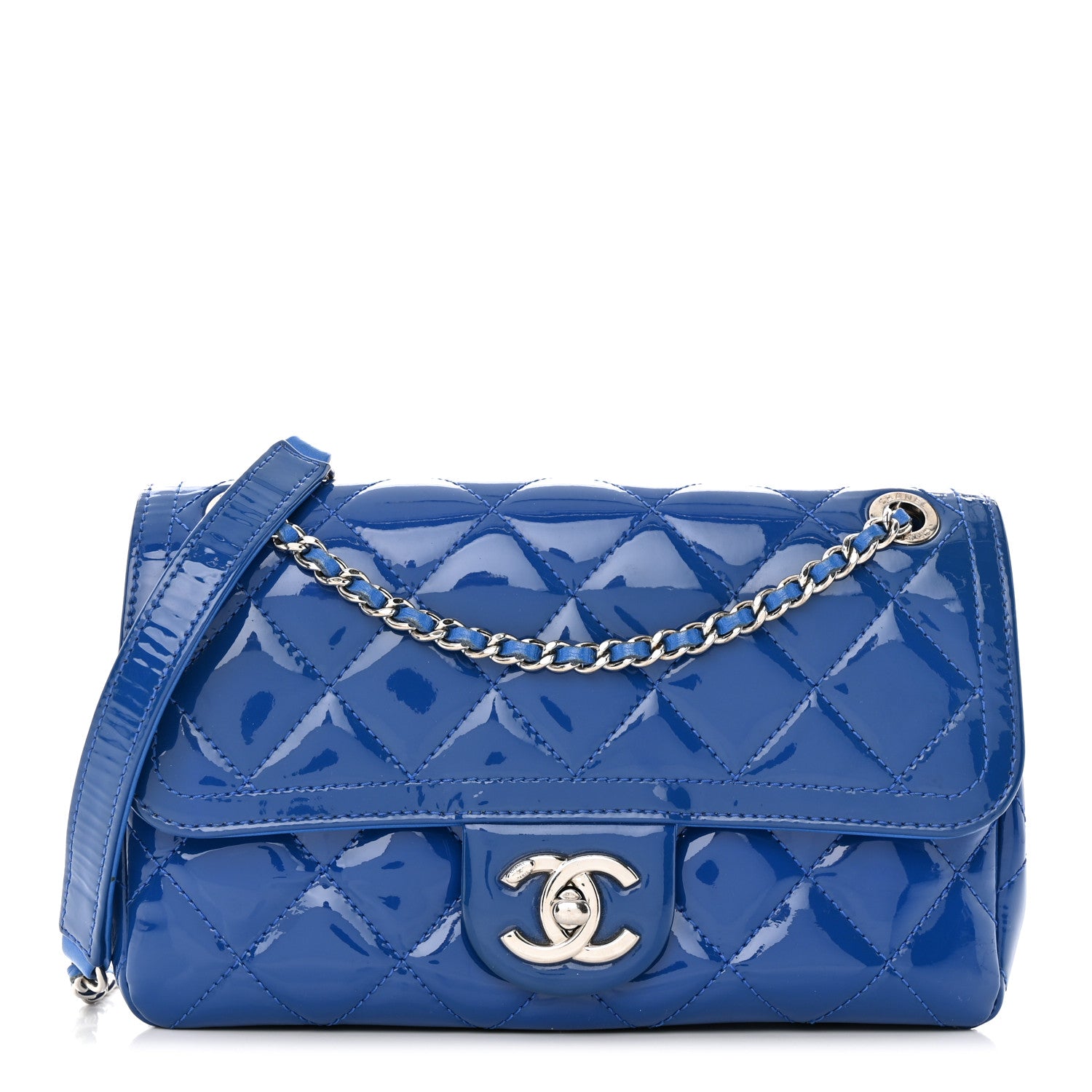 Chanel Patent Quilted Small Coco Shine Flap Blue 1 of 15