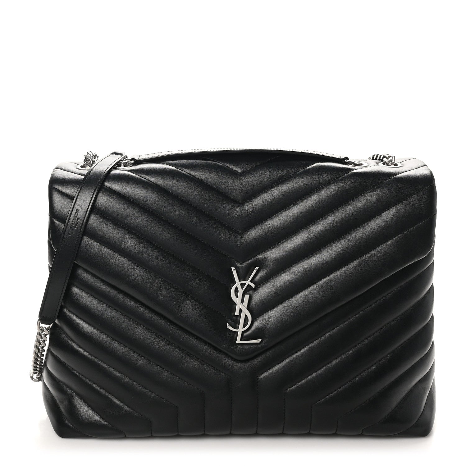 Saint Laurent Calfskin Y Quilted Monogram Large Loulou Chain Satchel Black 1 of 10