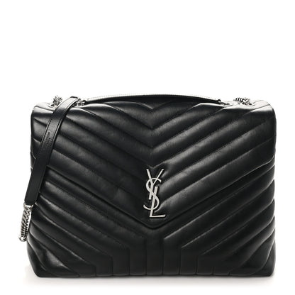 Saint Laurent Calfskin Y Quilted Monogram Large Loulou Chain Satchel Black 1 of 10