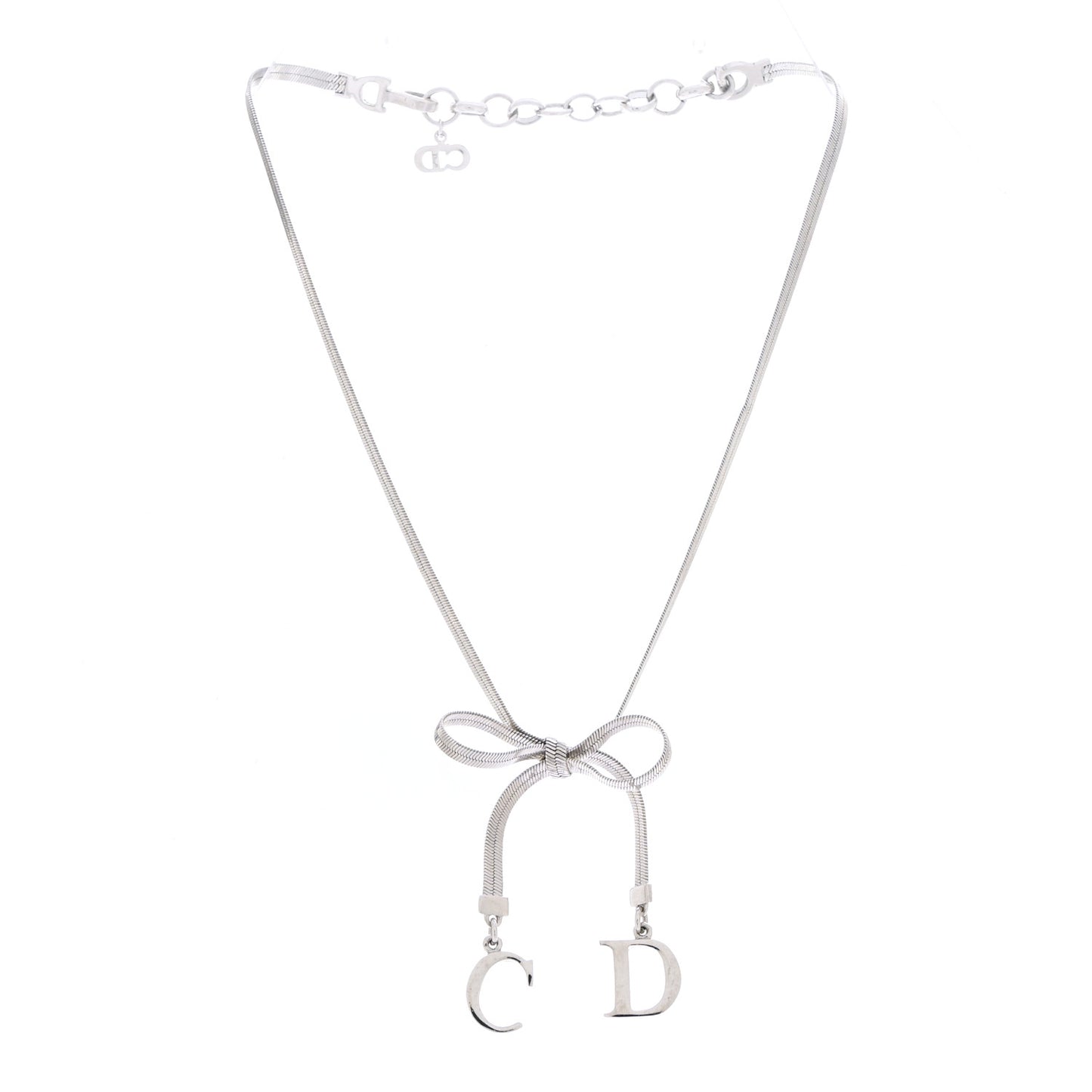 Bow CD Necklace Silver