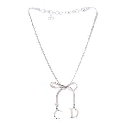 Christian Dior Bow CD Necklace Silver 3 of 6