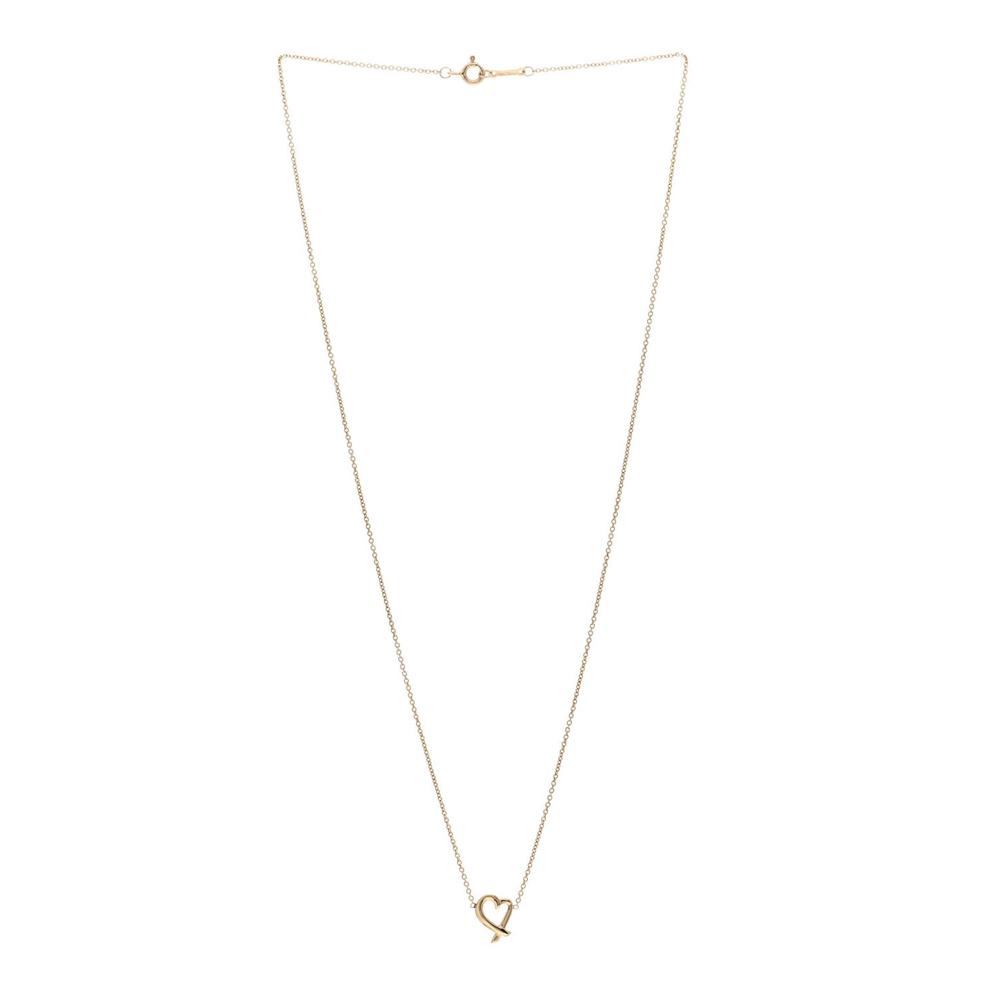18K Yellow Gold Mini Paloma Picasso Loving Heart Pendant Necklace