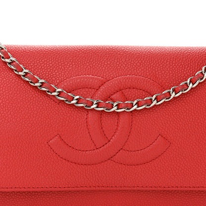 Chanel Caviar Timeless CC Wallet On Chain WOC Red 9 of 14