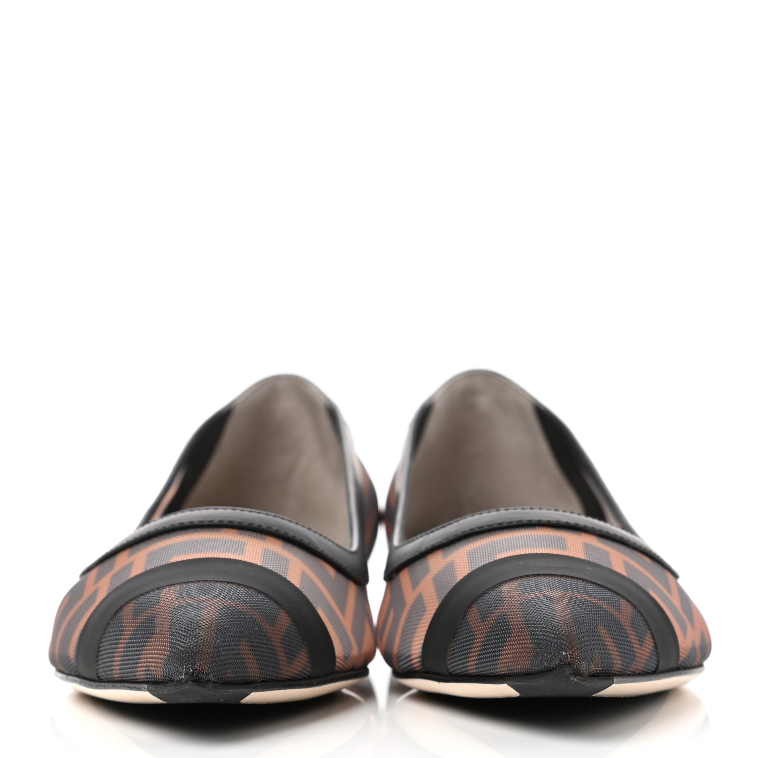 Fendi Mesh FF Skimmer Ballerina Flats 39.5 Tobacco Moro Black 2 of 7