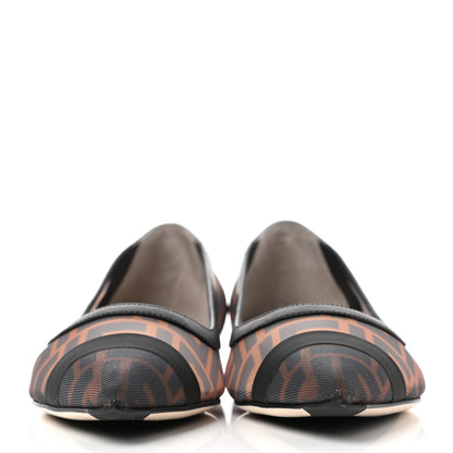 Fendi Mesh FF Skimmer Ballerina Flats 39.5 Tobacco Moro Black 2 of 7