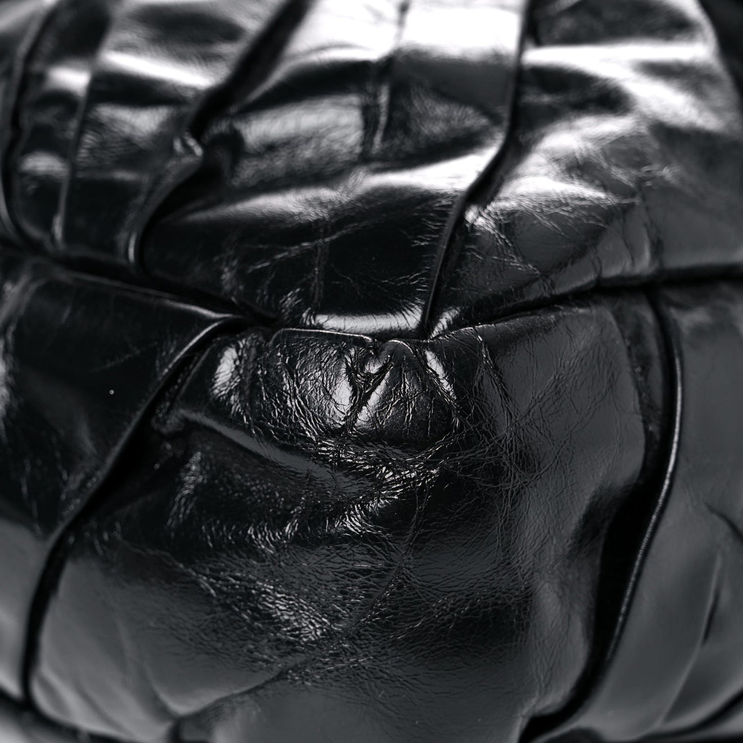 Glazed Calfskin Twisted Maxi Flap Black