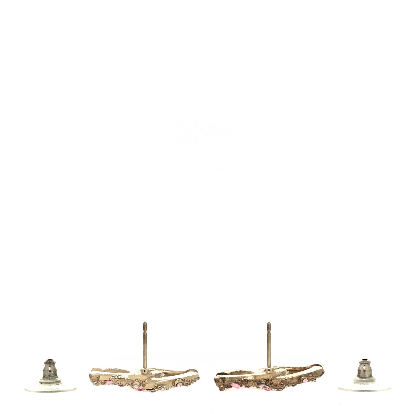 Crystal Twisted CC Earrings Pink Gold