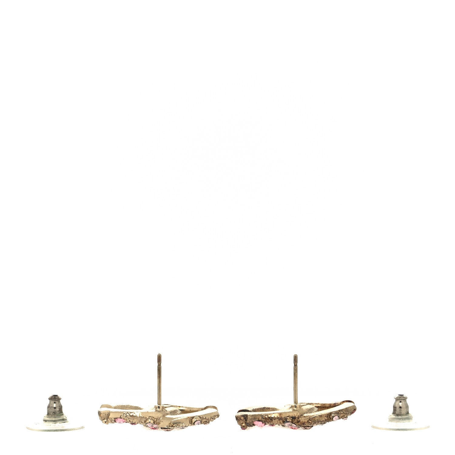 Chanel Crystal Twisted CC Earrings Pink Gold 3 of 4