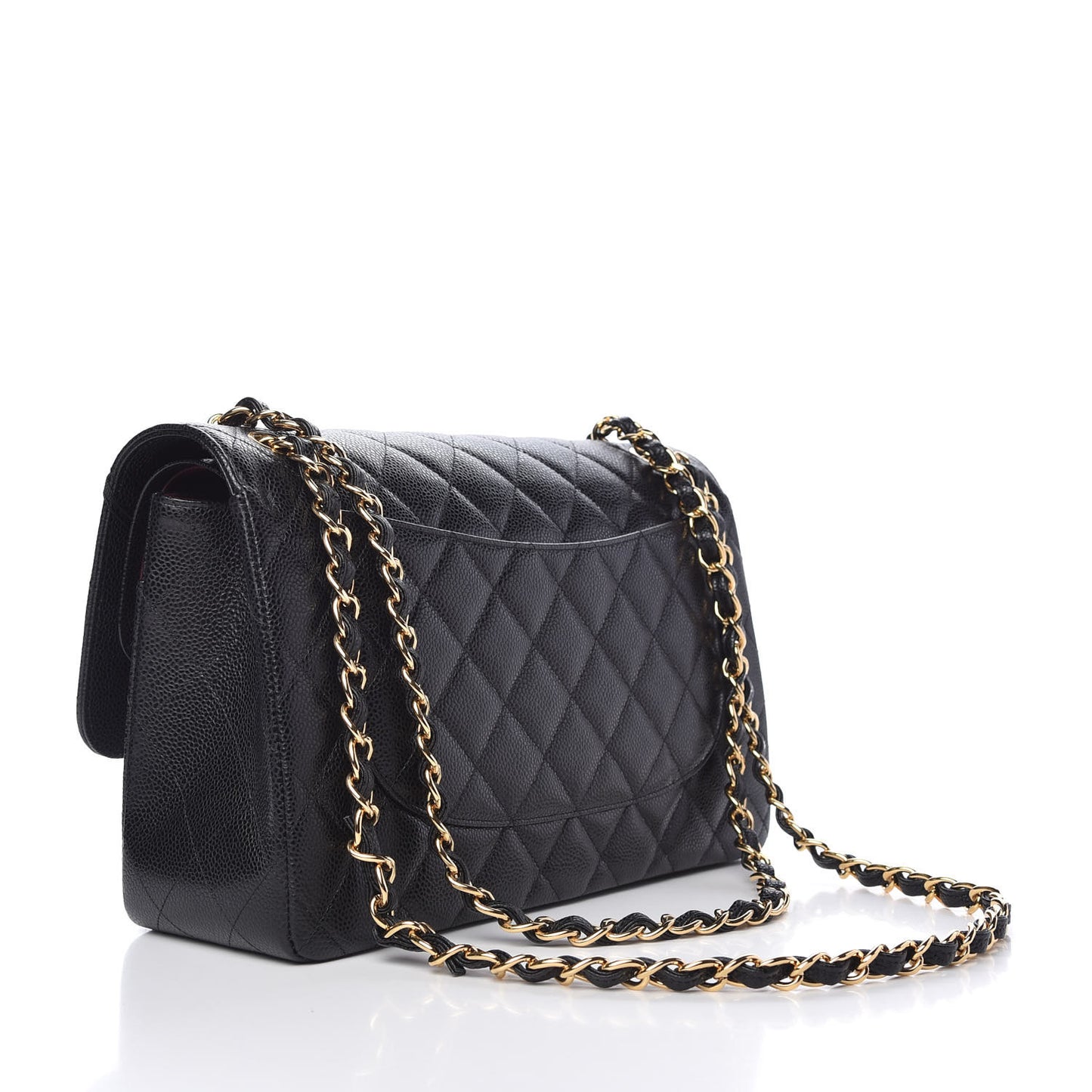 Caviar Quilted Jumbo Double Flap Black