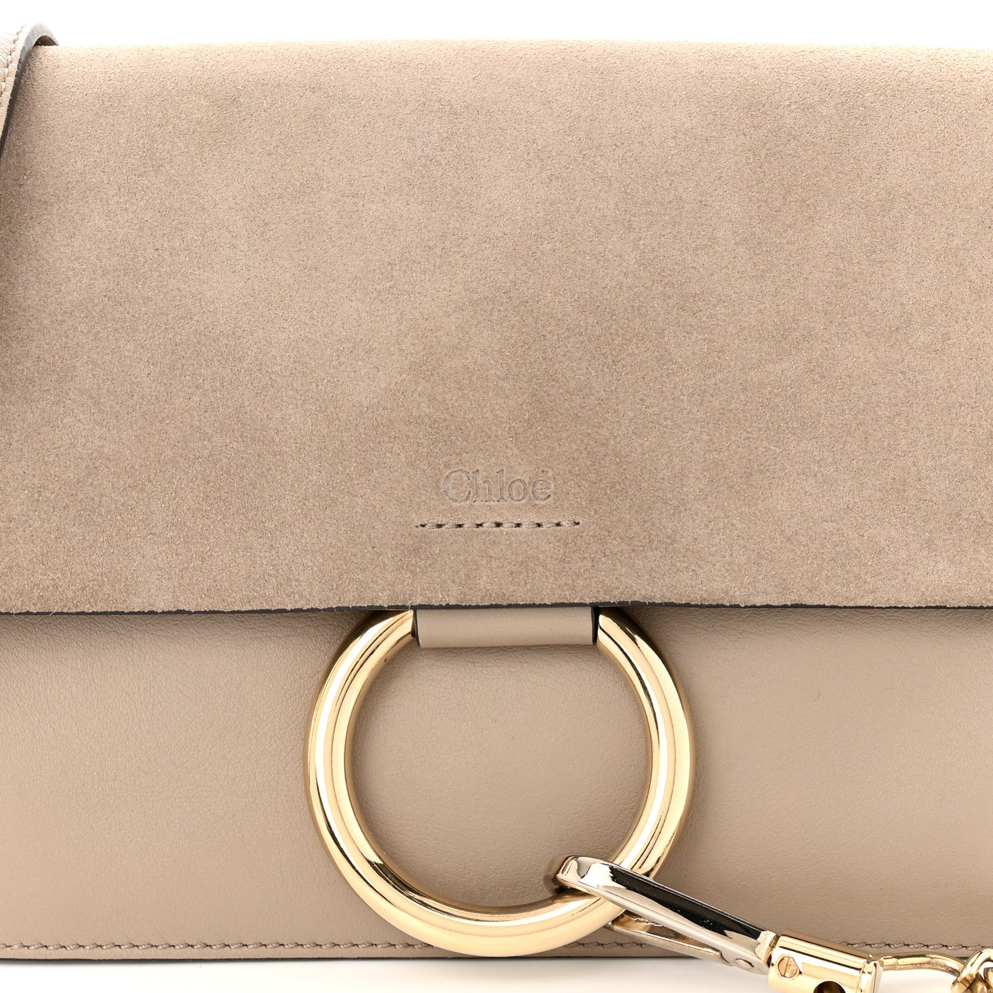 Suede Calfskin Small Faye Shoulder Bag Motty Grey