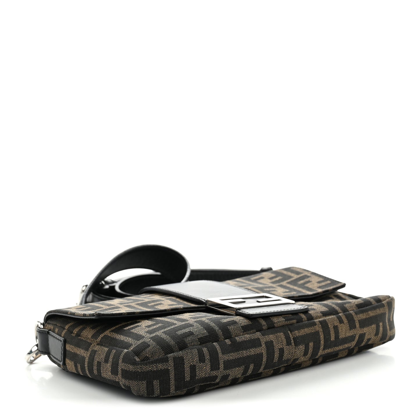 Fabric Jacquard FF 1974 Belt Baguette Bag Tobacco Moro Black
