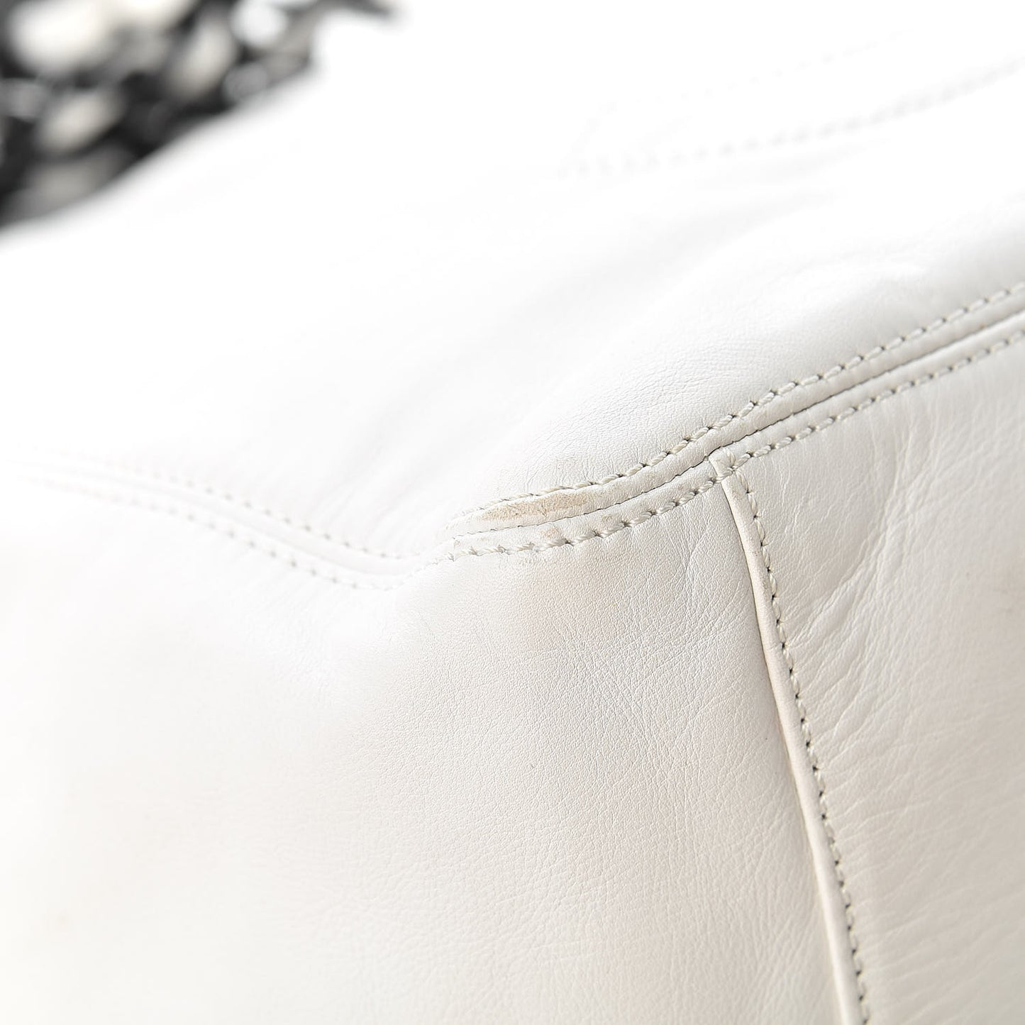 Calfskin Chain CC Small Tote White