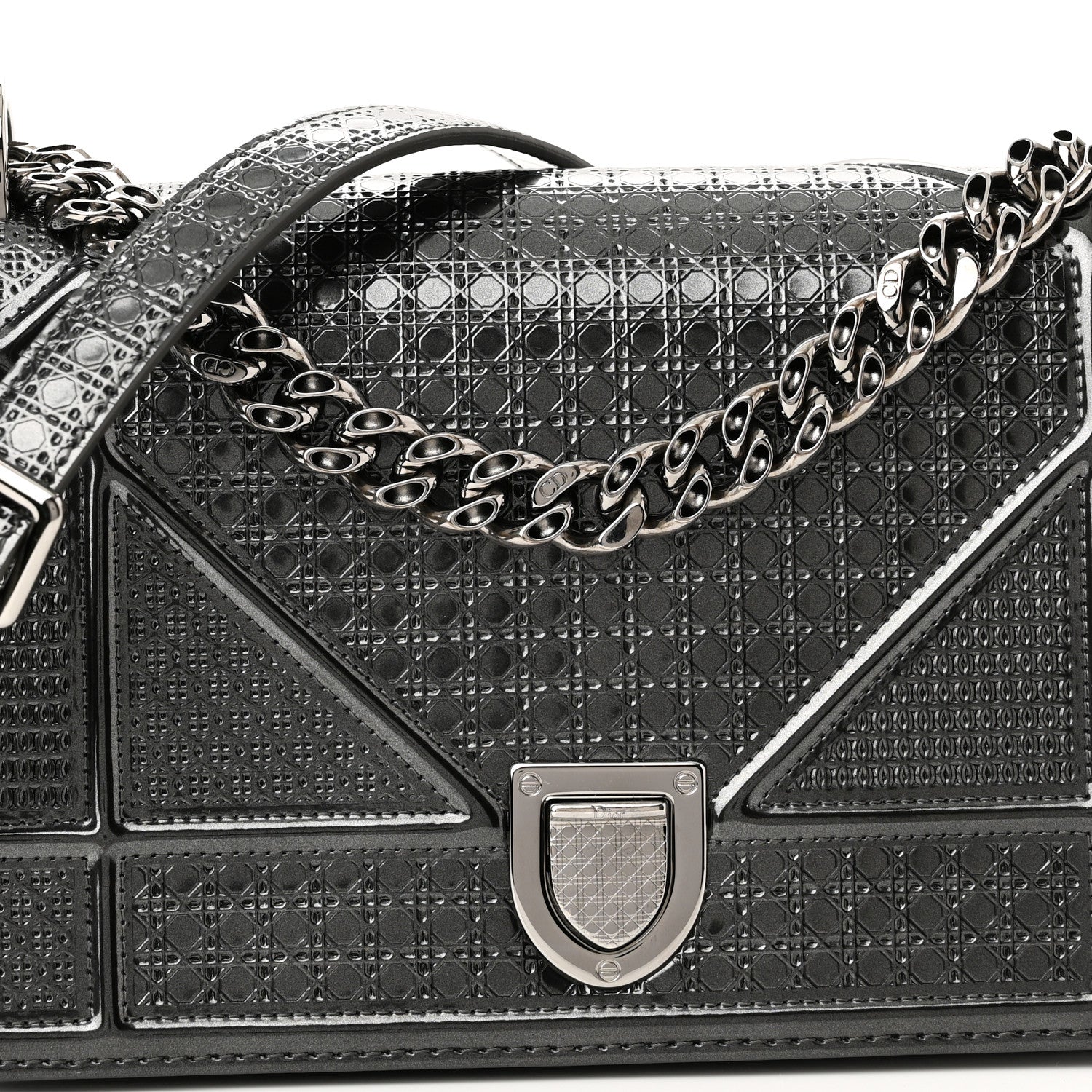 Christian Dior Metallic Patent Micro-Cannage Small Diorama Flap Bag Onyx Black 8 of 10