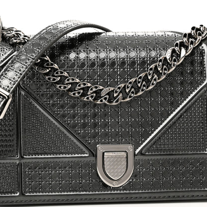 Christian Dior Metallic Patent Micro-Cannage Small Diorama Flap Bag Onyx Black 8 of 10