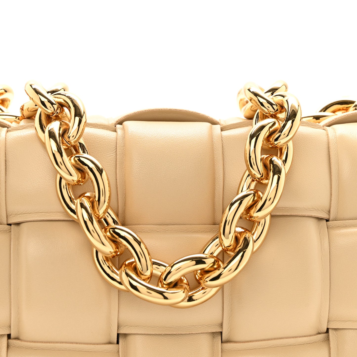 Lambskin Maxi Intreccio Padded Chain Cassette Crossbody Bag Porridge