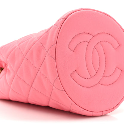 Chanel Lambskin Quilted Pearl Crush Drawstring Bag Pink 10 of 12